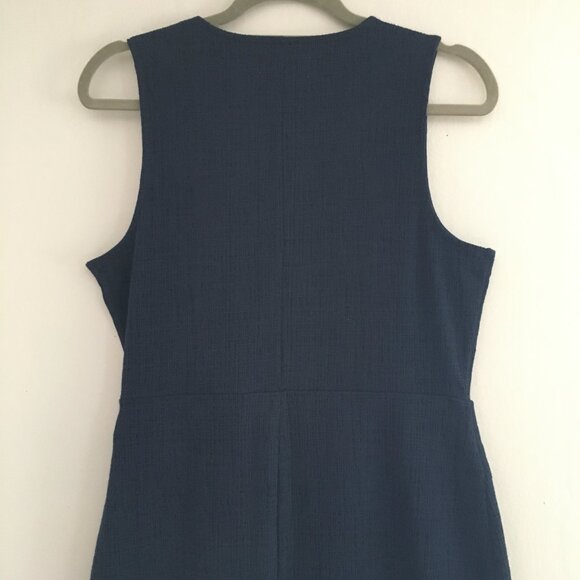 New, Madewell Texture & Thread Navy Blue Crosshatch Side Tie Dress Size Medium - Picture 5 of 12